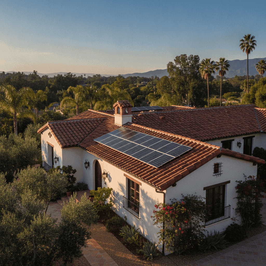 Solar panels on a Clay & Spanish (Barrel) Tile roof — Helios Energy Global, Southern California