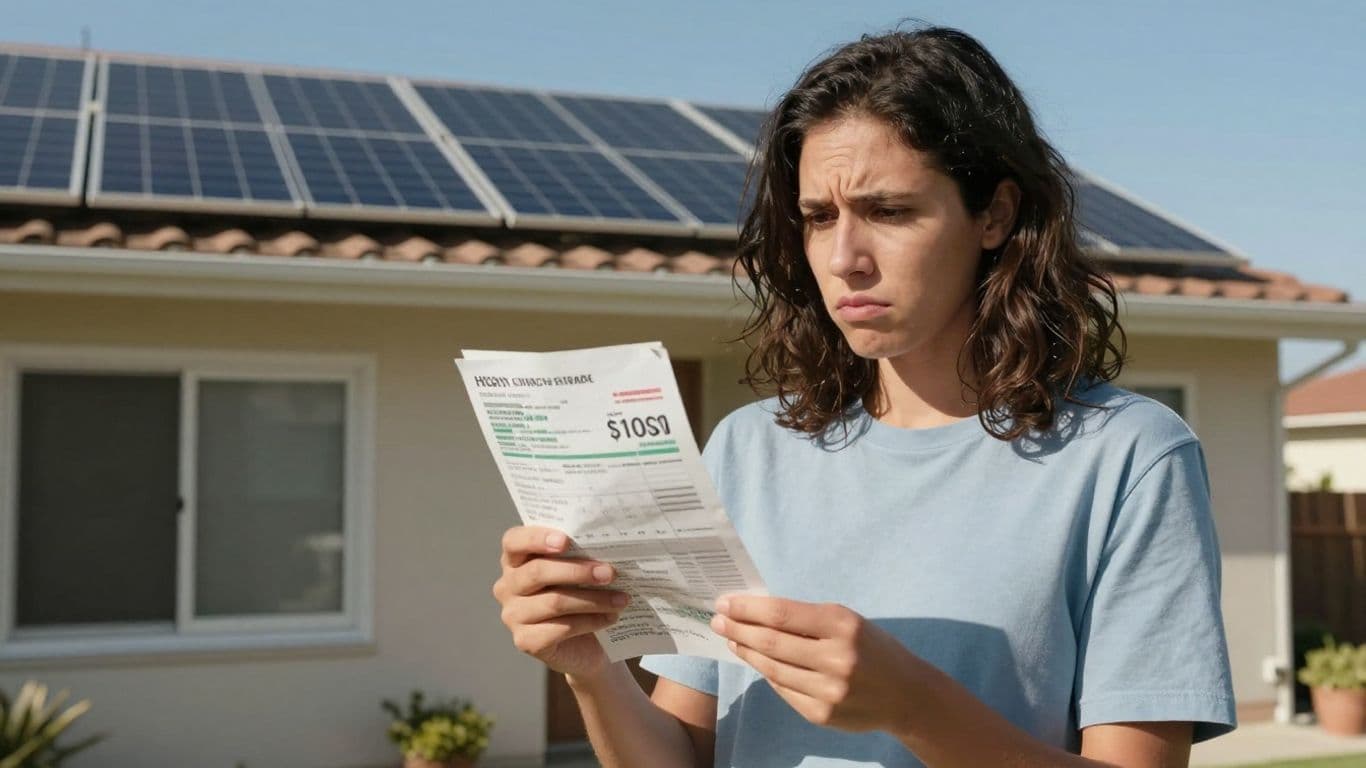 SoCal home with solar panels and worried homeowner.