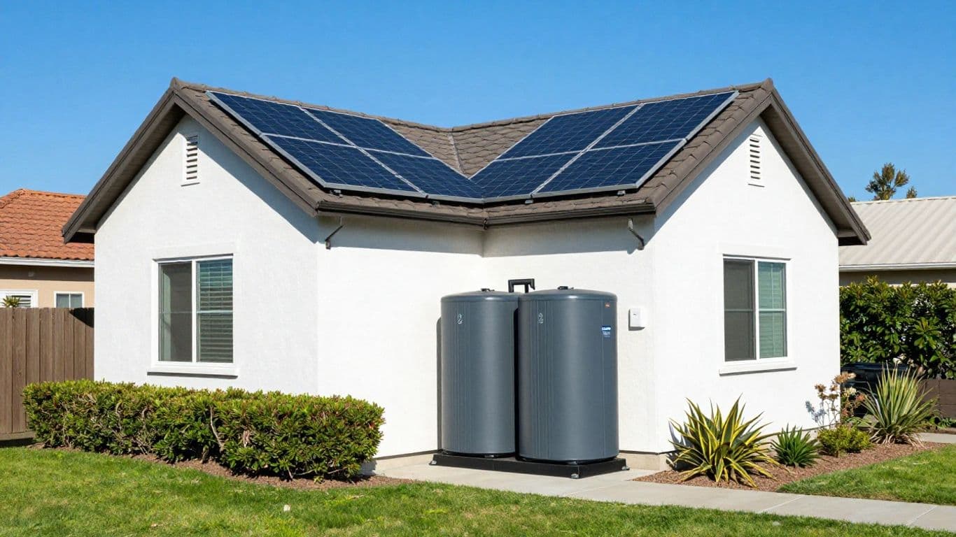 Southern California home with solar panels and battery storage.