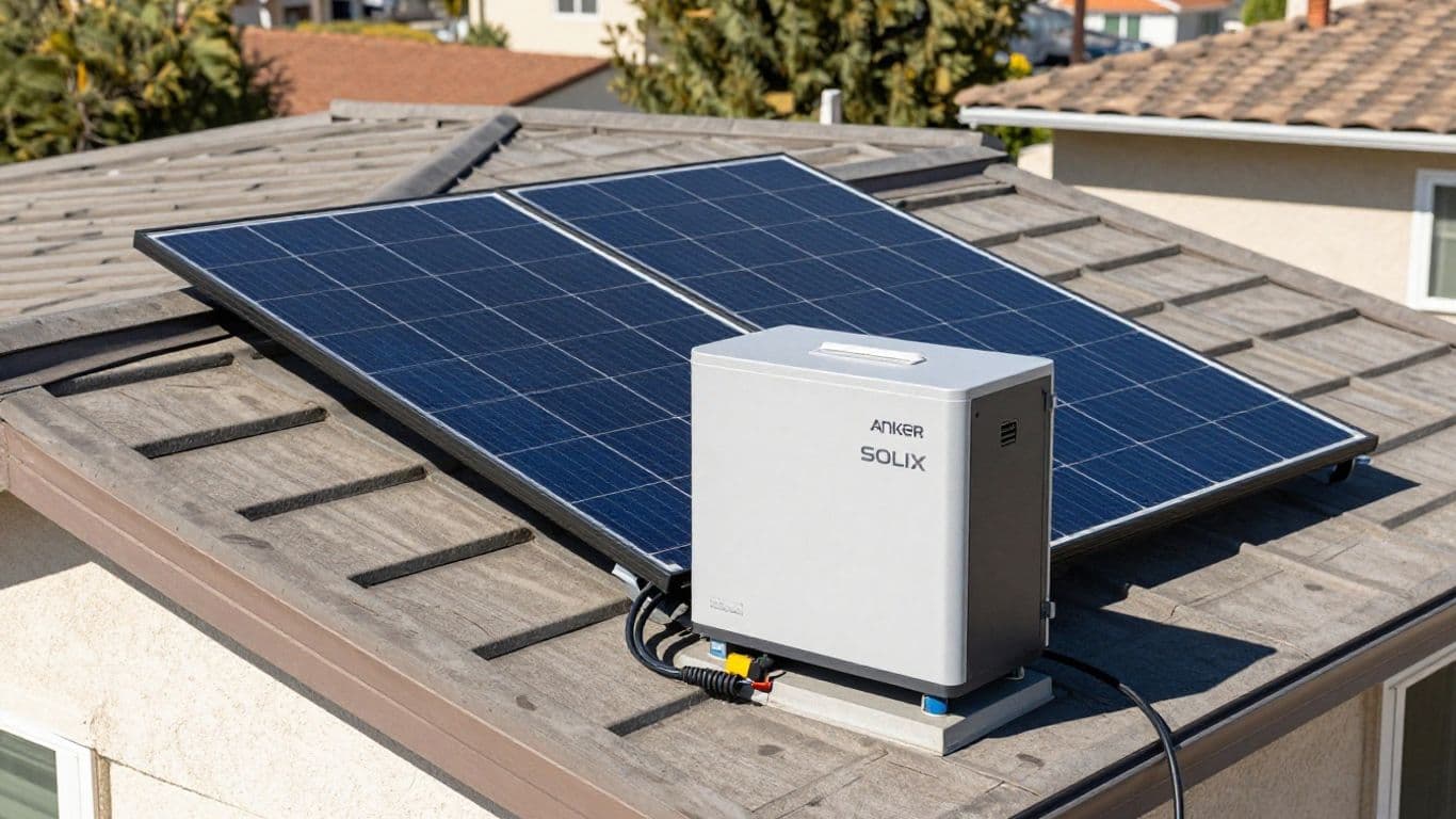 Anker SOLIX solar storage system on a Southern California home.