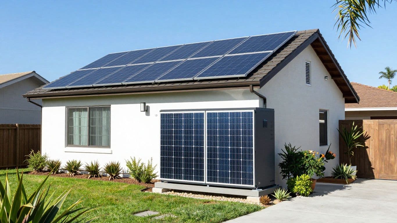 Southern California home with solar panels and battery storage.