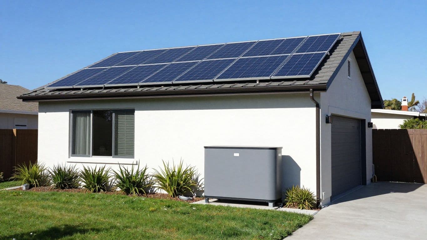 Southern California home with solar panels and battery.